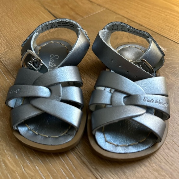Salt Water Sandals by Hoy Silver Sandals with Adjustable Straps - Picture 3 of 7